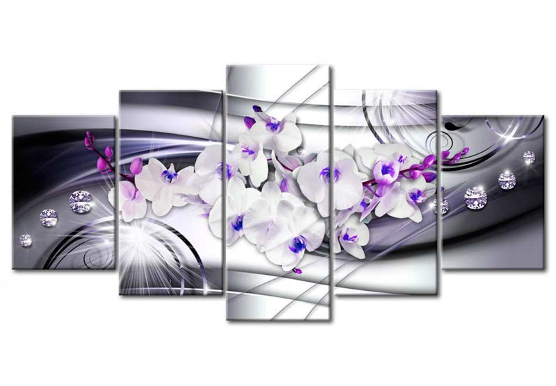 Paveikslai ant drobės - baltos orchidėjos su violetiniais akcentais - Orchid Cool, (x5), 62435 G-ART.