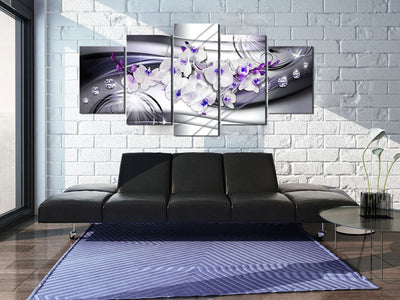 Canvas-taulut - valkoisia orkideoita violeteilla korostuksilla - Orchid Cool, (x5), 62435 G-ART.