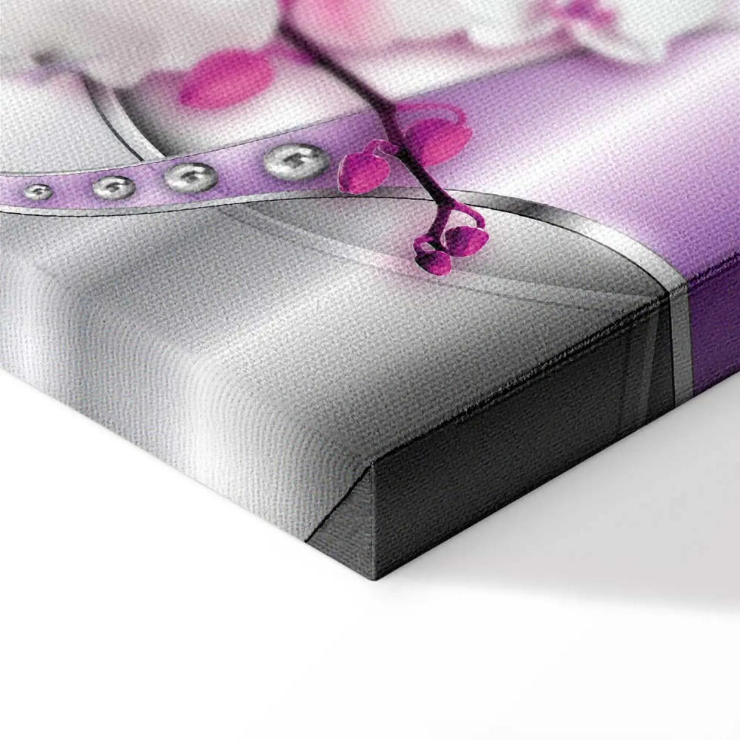 Glezna - Baltas orhidejas uz pelēka un violeta fona, 51243 ART XL