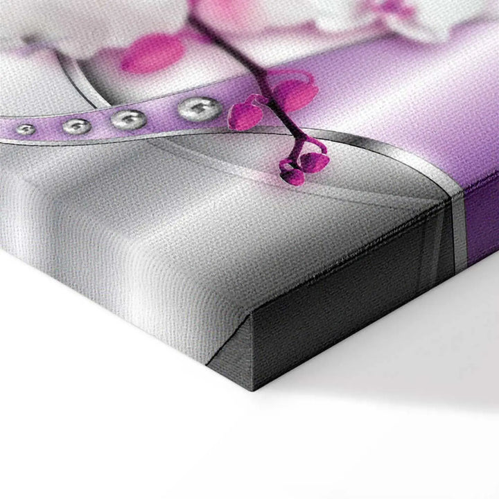 Glezna - Baltas orhidejas uz pelēka un violeta fona, 51243 ART XL
