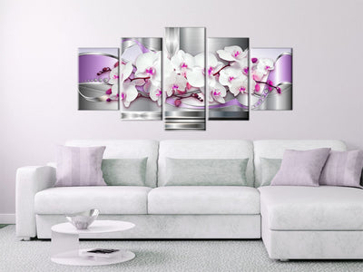 Seinapildid - Valged orhideed halli ja lilla taustal, (x5), 51243 G-ART.