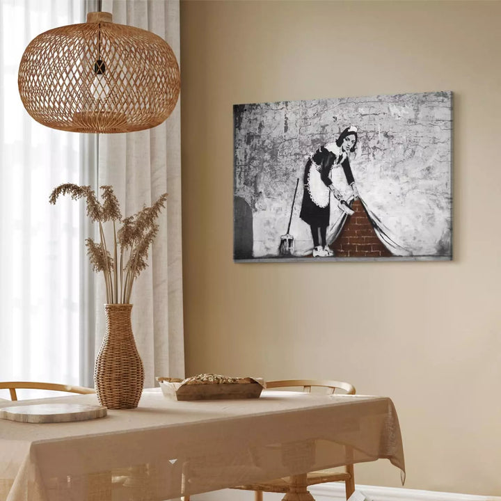 Kanva - Banksy - Kalpone, pelēkā krāsā ART XL