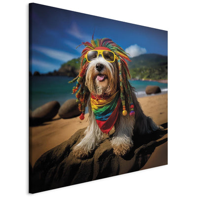 Kanva - Bārdainais kollijs - Rasta suns atpūšas Paradīzes pludmalē, 150252 G-ART