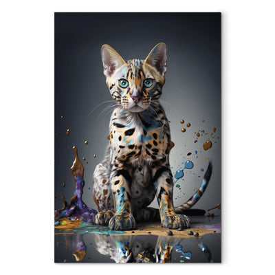 Канва - Бенгальская кошка в цветной луже, 150290 🎨🐾 G-ART