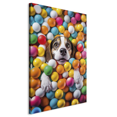 Glezna - Bīgls - suns krāsainās bumbiņās, 150208 Tapetenshop.lv