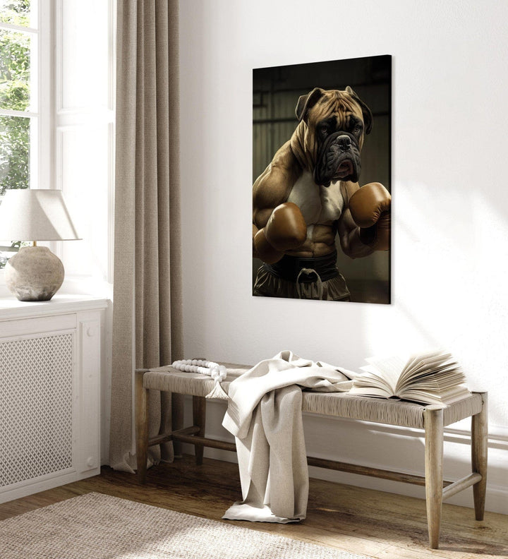 Glezna, glezna - Bokseris - stipra suņa portrets ringā - 150102 G-ART