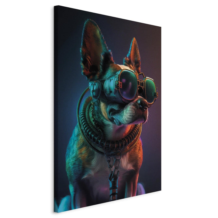 Glezna ar terjeru - zaļš kiberdzīvnieks ar kiberpanka brillēm, 150165 🎨🐶 G-ART