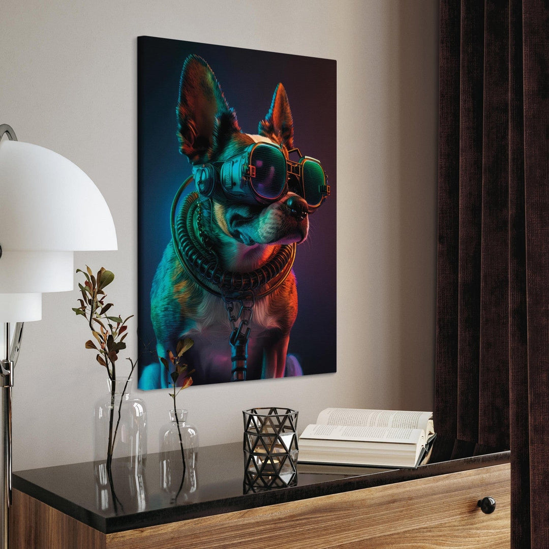 Glezna ar terjeru - zaļš kiberdzīvnieks ar kiberpanka brillēm, 150165 🎨🐶 G-ART