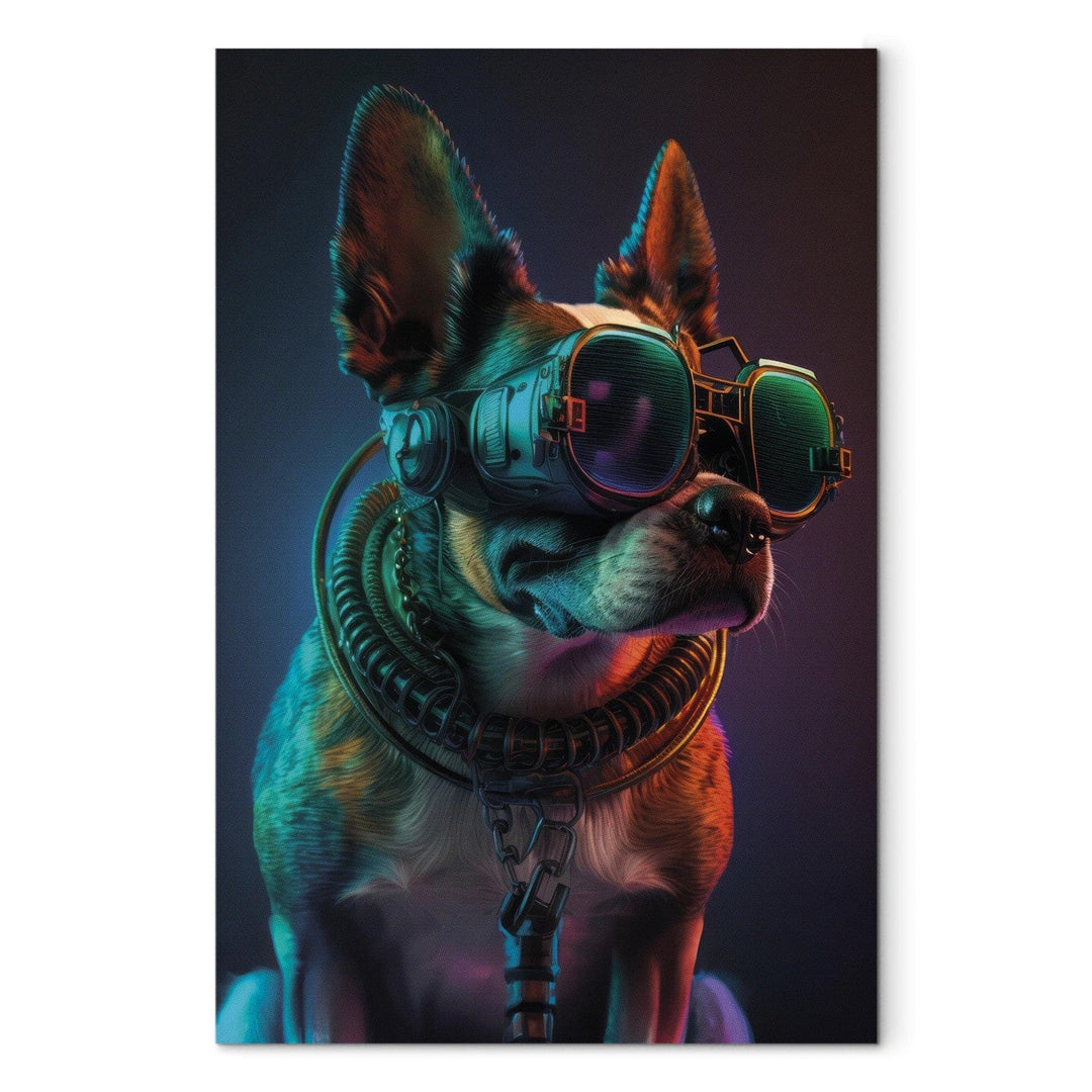 Glezna ar terjeru - zaļš kiberdzīvnieks ar kiberpanka brillēm, 150165 🎨🐶 G-ART