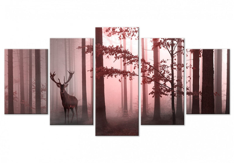Canva - Deer in the forest, (x 5), pink, 118927 G-ART.