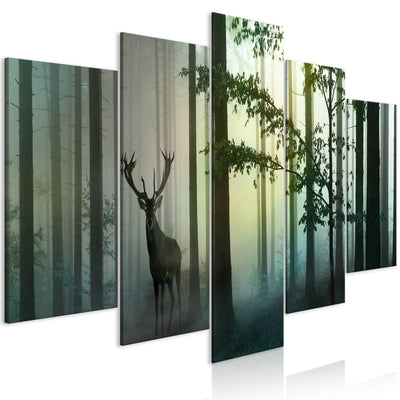 Canva - Deer in the forest, (x 5), green, 118926 G-ART.