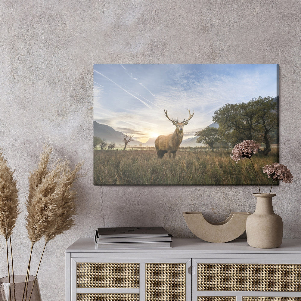 Kanva - Briedis uz ainavas fona, N-977 X-ART