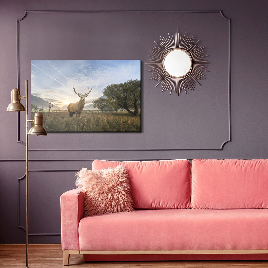 Kanva - Briedis uz ainavas fona, N-977 X-ART