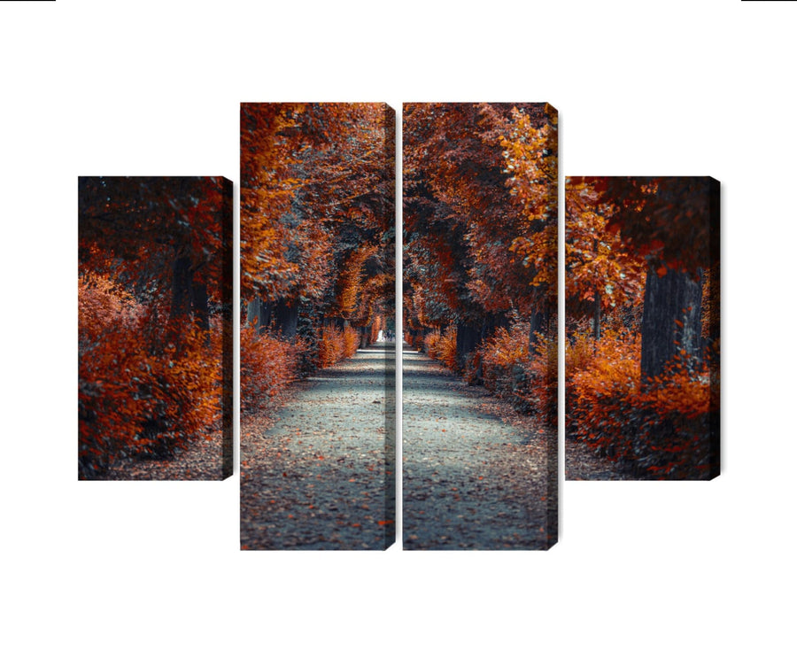 4 daļu kanva: Ceļš rudens mežā, brūna X-ART