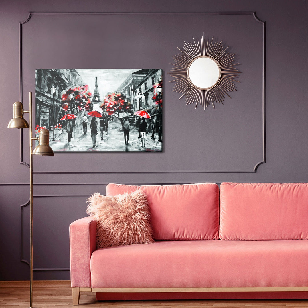 Kanva - Cilvēki ar sarkanām lietussargiem Parīzē, N-1114 X-ART