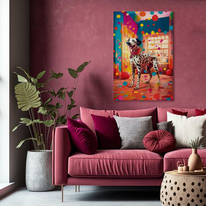 Seinapildid - Dalmaatsia - laiguline koer värvilises toas, 150226 G-ART