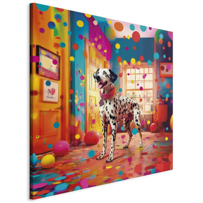 Glezna - Dalmācietis - plankumains suns krāsainā istabā, 150289 Tapetenshop.lv