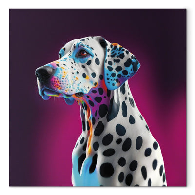 Glezna - Dalmācietis - plankumains suns rozā istabā, 150212 Tapetenshop.lv