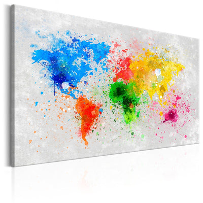 Glezna - Daudzkrāsaina abstrakta pasaules karte, Tapetenshop.lv.