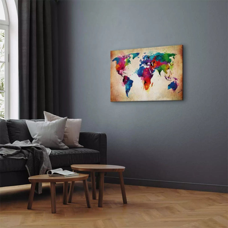 Glezna - Daudzkrāsaina abstrakta pasaules karte, 91373, (x1) G-ART