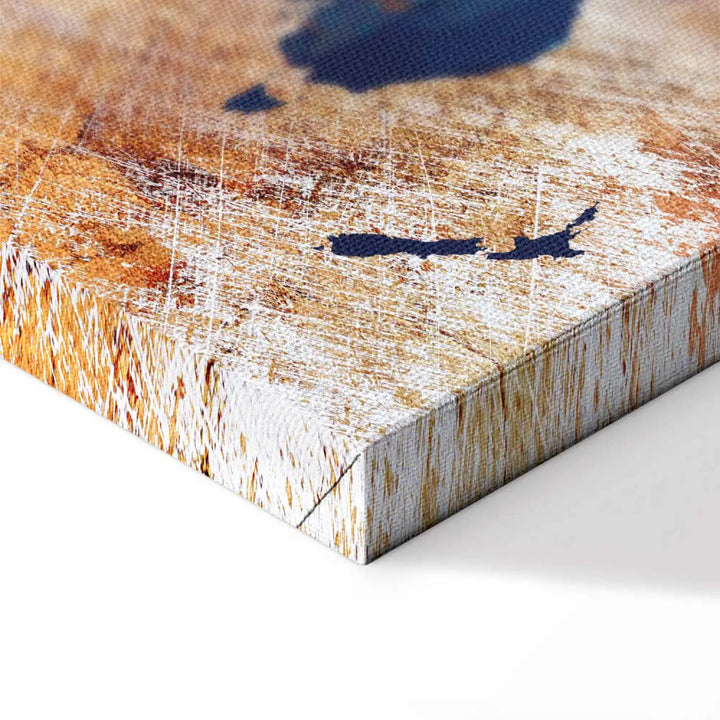 Glezna – Daudzkrāsaina pasaules karte uz bēša, zila fona, 97482, (x3) ART XL