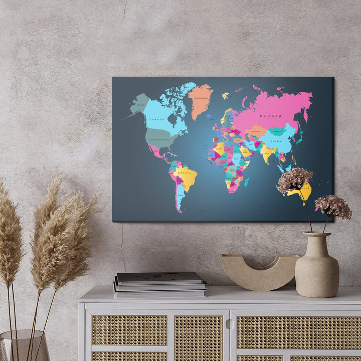 Kanva - Daudzkrāsaina politiskā pasaules karte, N-1386 X-ART