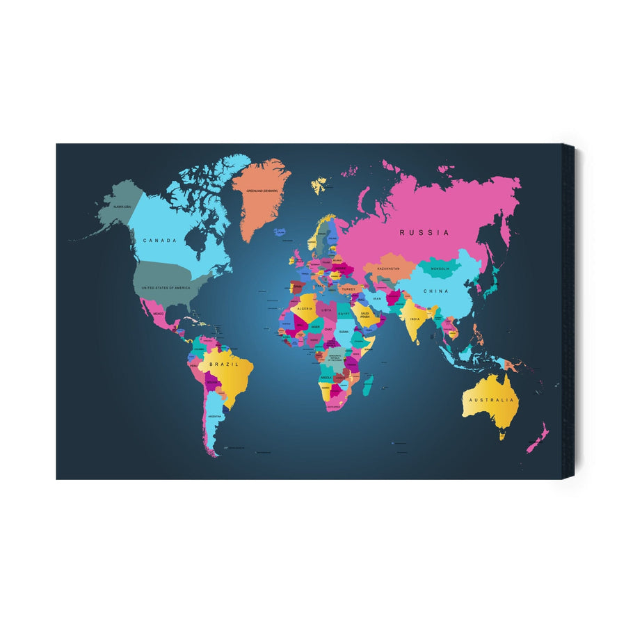 Kanva - Daudzkrāsaina politiskā pasaules karte, N-1386 X-ART