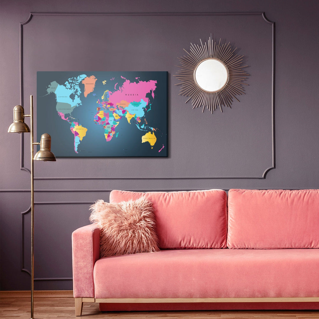 Kanva - Daudzkrāsaina politiskā pasaules karte, N-1386 X-ART