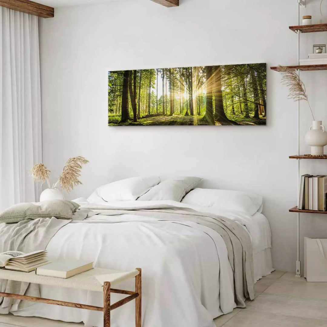 Glezna "Dienas Gaisma" – Koši Zaļš Mežs Sienas Dekoram ART XL