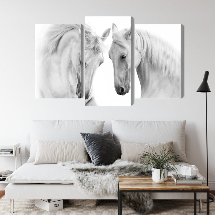 Kanva - Divi zirgi uz balta fona, N-4634 X-ART