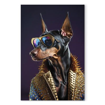 Kanva - Dobermanis - suņa portrets ar stilīgām brillēm, 150231 G-ART