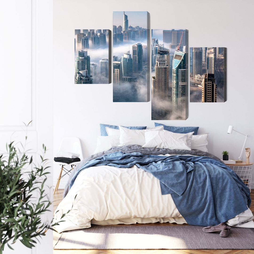 Kanva: Dubajas panorāma miglā, zila X-ART