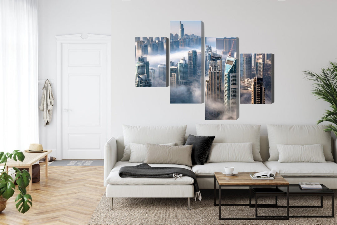 Kanva: Dubajas panorāma miglā, zila X-ART