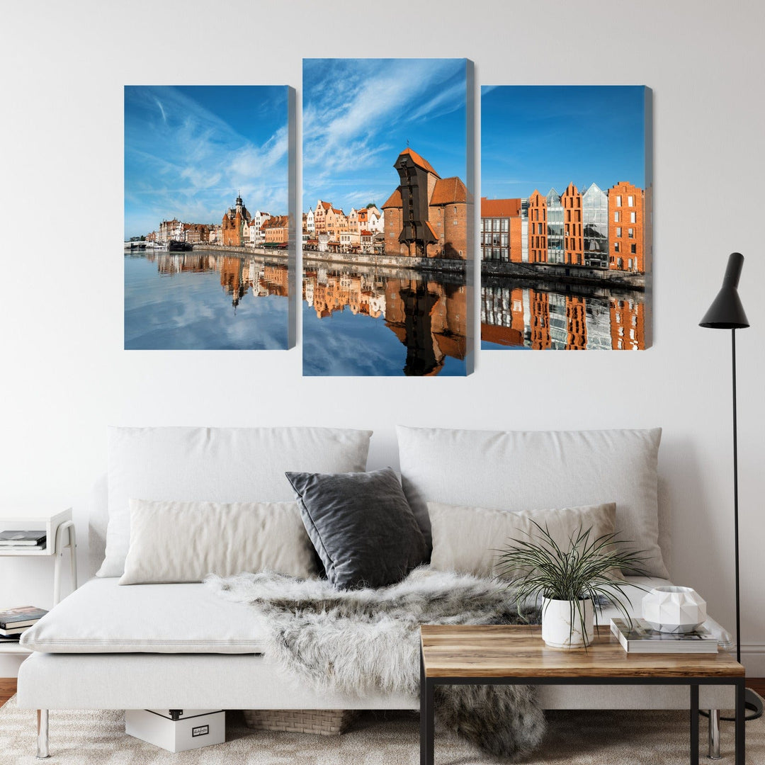 3 daļu kanva: Gdaņskas panorāma un upe X-ART