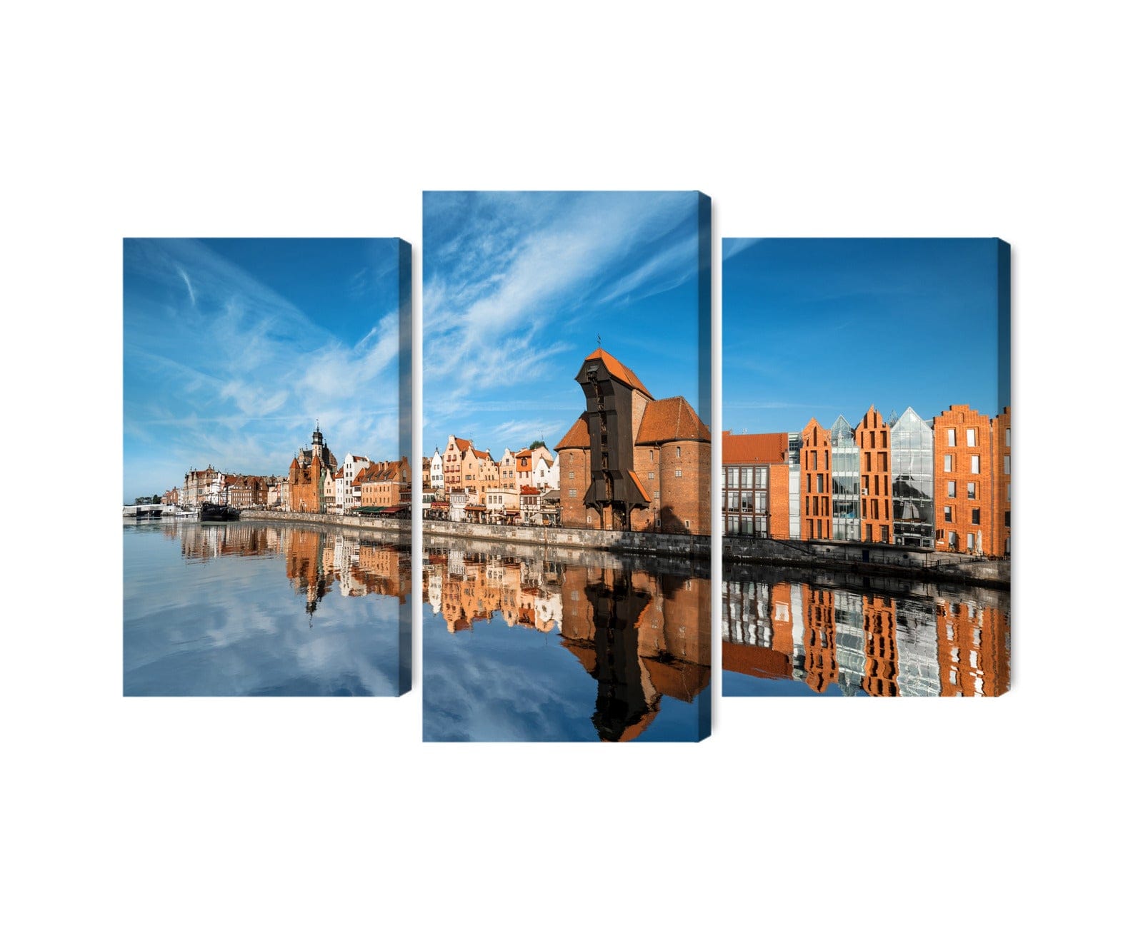 3 daļu kanva: Gdaņskas panorāma un upe X-ART
