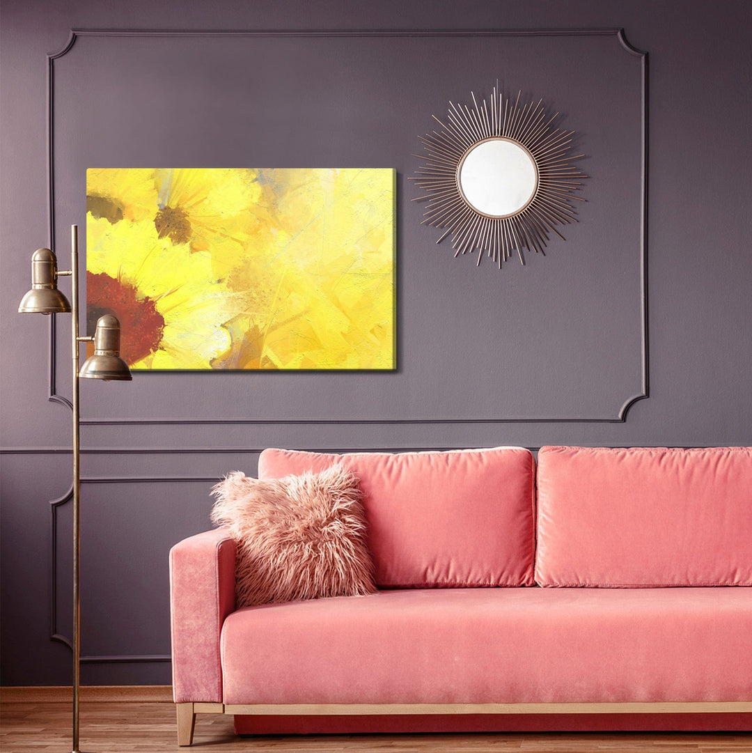 Kanva - Gleznotas saulespuķes uz dzeltena fona, N-1707 X-ART