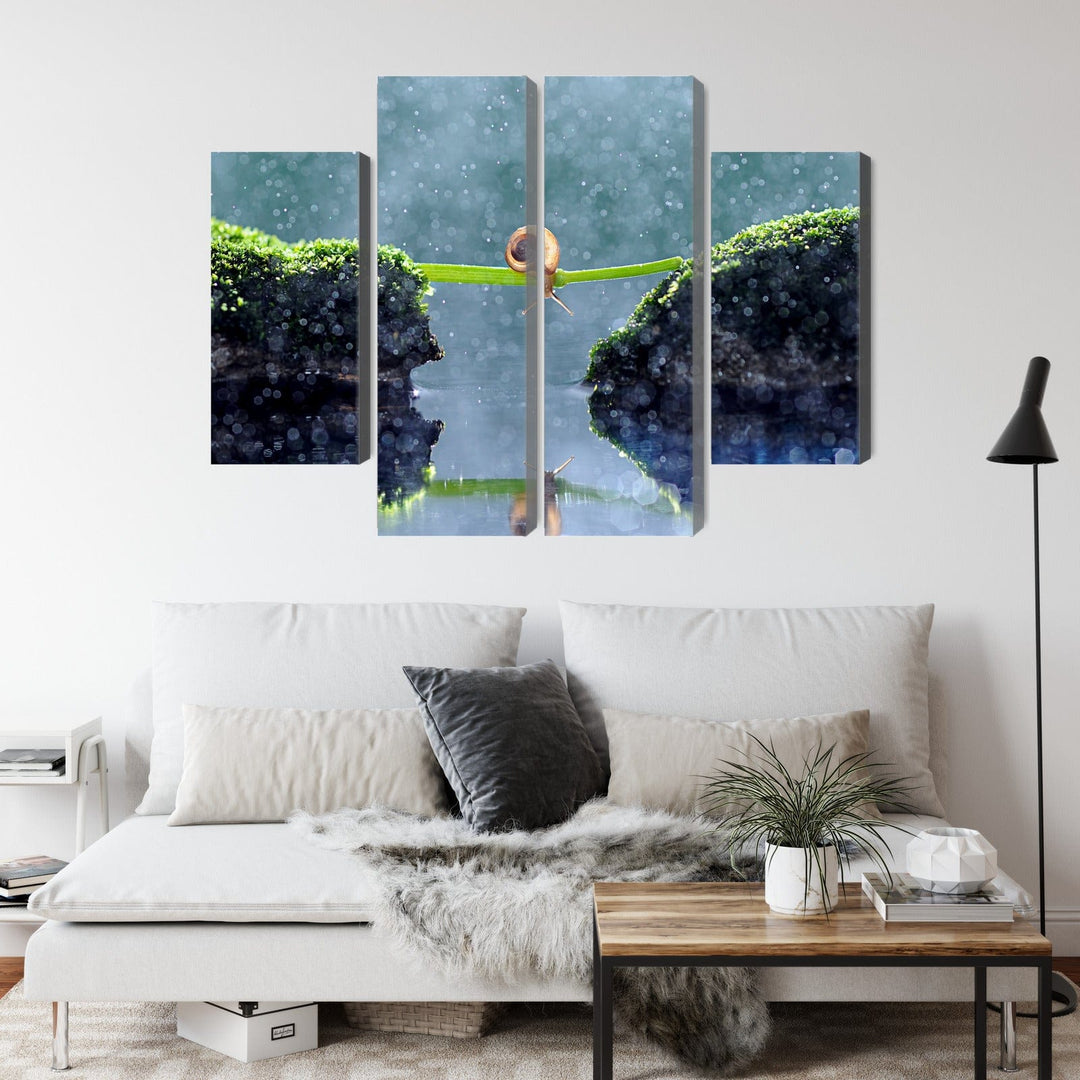 Kanva: Gliemezis lietū, zaļos toņos X-ART