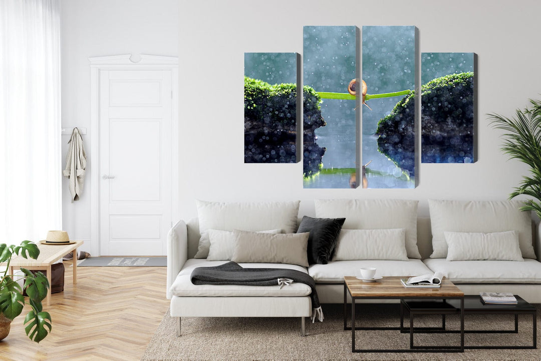 Kanva: Gliemezis lietū, zaļos toņos X-ART