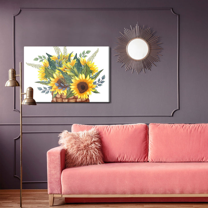 Kanva - Groziņš ar saulespuķu pušķi, N-1681 X-ART