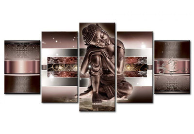 Paveikslai ant drobės - Raudonų atspalvių gulintis Buda (x5), 55731 G-ART.