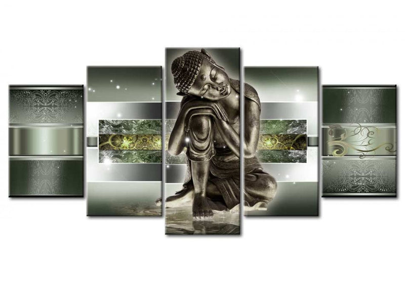 Paveikslai ant drobės - Žalios spalvos miegantis Buda (x5), 55474 G-ART.