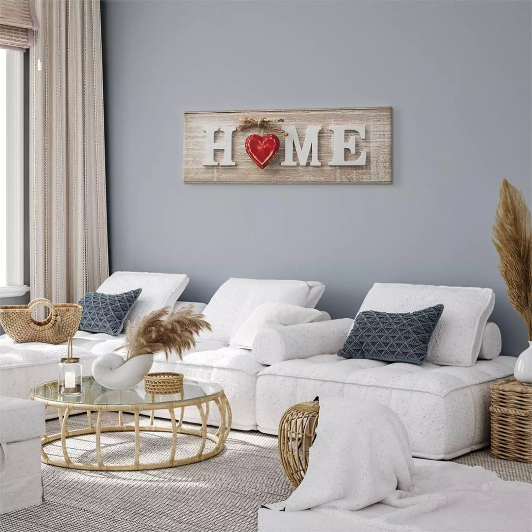 5 Daļu Glezna "HOME" ar Sarkanu Sirsniņu (94844) – Mājīgumam ART XL