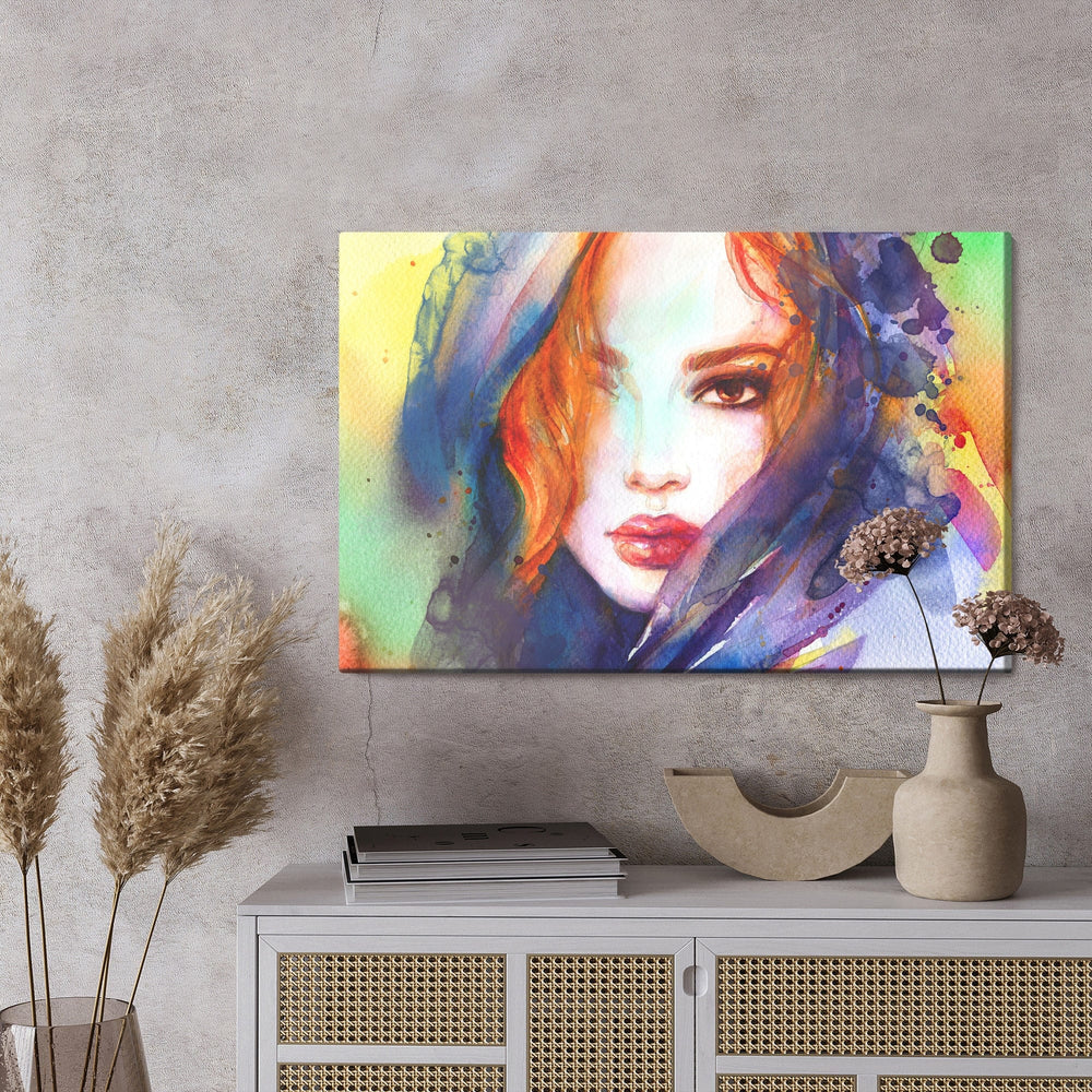 Kanva - Jaunas sievietes portrets, gleznojums ar akvareļu krāsām, N-955 X-ART