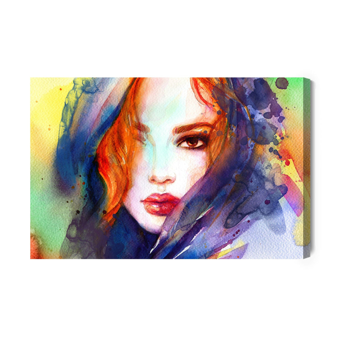 Kanva - Jaunas sievietes portrets, gleznojums ar akvareļu krāsām, N-955 X-ART