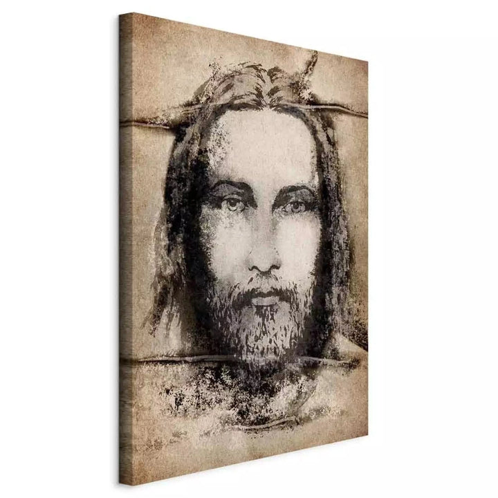 Glezna - Turīnas audekls - sēpija - Jēzus tumšā seja G-ART