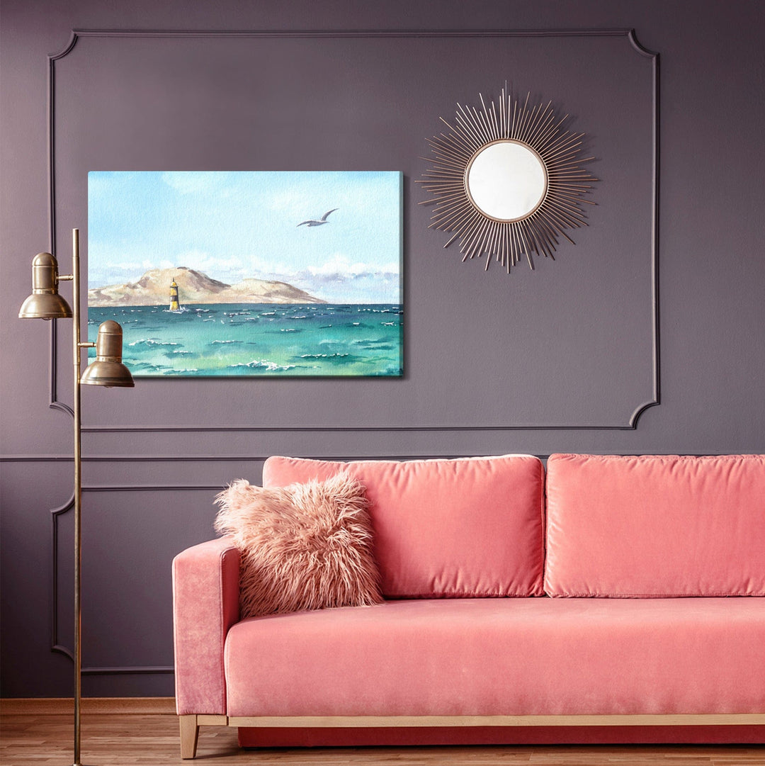 Kanva - Jūra un bāka akvarelī, N-584 X-ART