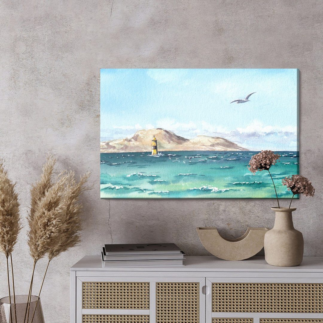 Kanva - Jūra un bāka akvarelī, N-584 X-ART