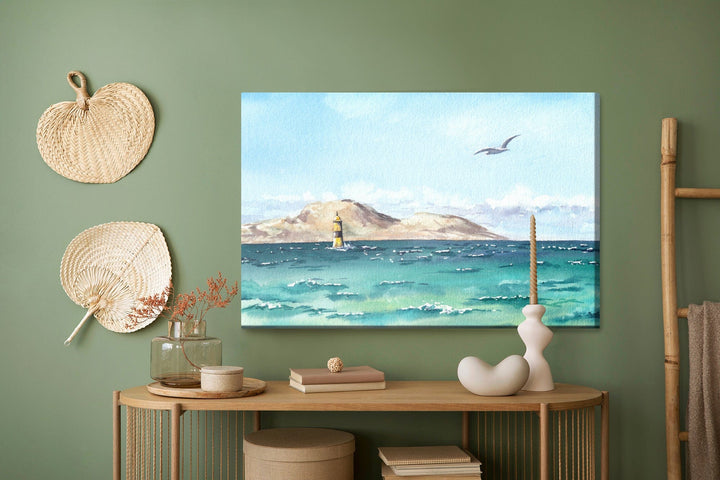 Kanva - Jūra un bāka akvarelī, N-584 X-ART