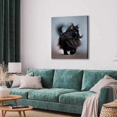 Glezna - Kaķis ar gariem melniem matiem, 150202 Tapetenshop.lv