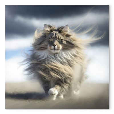 Glezna - Kaķis ar plīvojošiem matiem, 150110 Tapetenshop.lv
